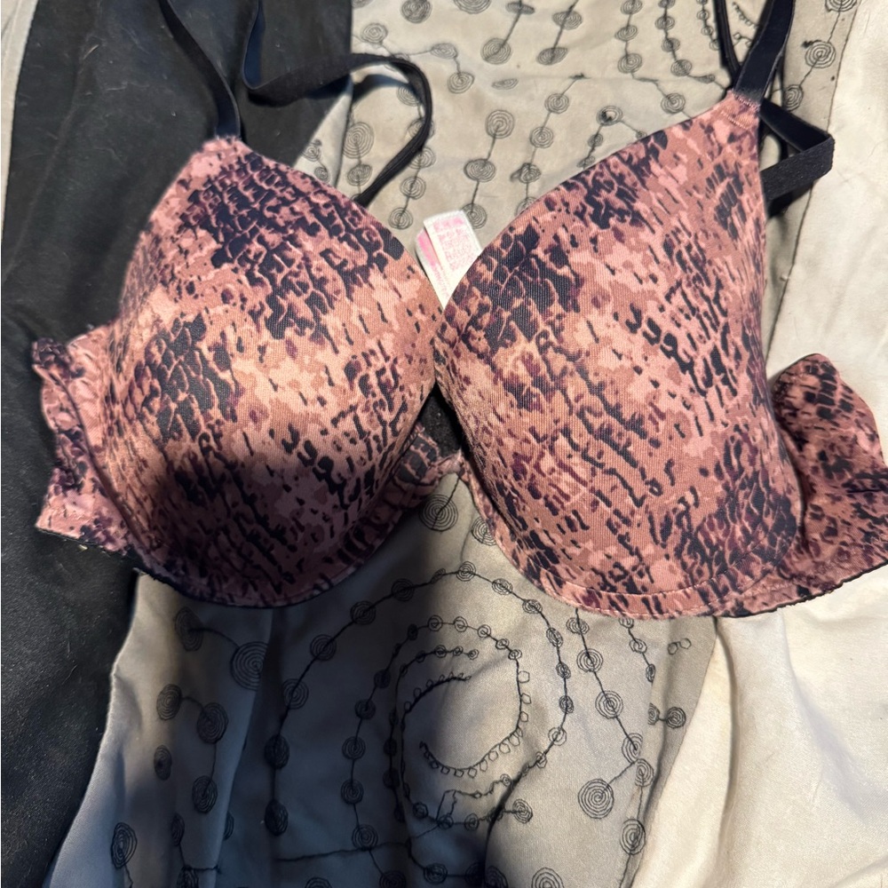 Victoria's Secret Pink and Black Patterned Bra